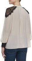 Thumbnail for your product : Alice + Olivia Sofia Georgette & Lace V-Neck Blouse