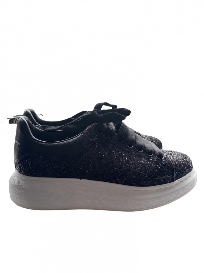 alexander mcqueen black glitter trainers