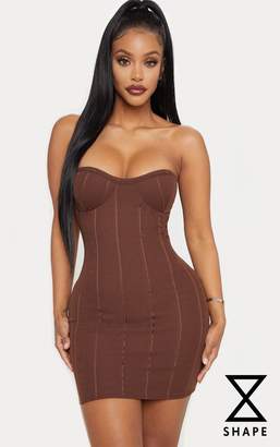 PrettyLittleThing Shape Chocolate Brown Bandage Bust Cup Bodycon Dress