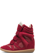 Thumbnail for your product : Isabel Marant Burt Calfskin Velvet Leather Sneakers in Ecru