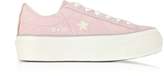 Thumbnail for your product : Converse Limited Edition One Star Ox Peach Skin Canvas Flatform Sneakers w/White Glitter Star