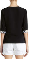Thumbnail for your product : Burberry 3/4-Sleeve Check-Cuff Scoop Tee