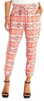 Thumbnail for your product : Charlotte Russe Neon Paisley Print Drawstring Jogger Pants