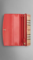 Thumbnail for your product : Burberry Leather and Haymarket Check Continental Wallet