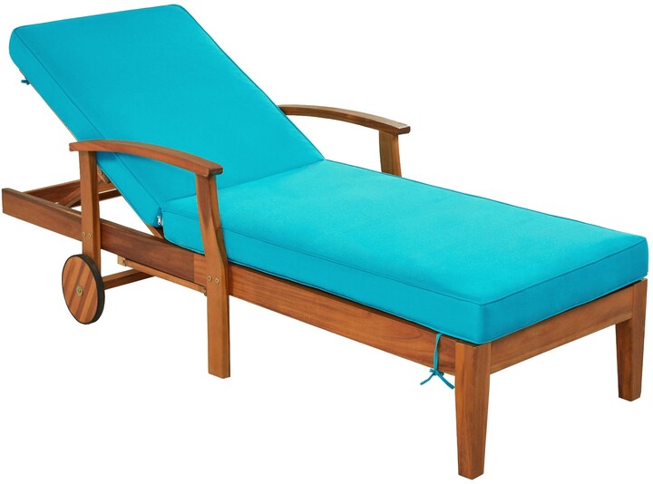 Outdoor Wood Chaise Lounge Patio Reclining Daybed with Cushion ShopStyle
