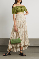 Thumbnail for your product : Evarae + Net Sustain Gretta Cropped Ruched Organic Silk-satin Top - Army green - large