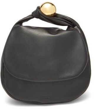 Jil Sander Sphere Medium Leather Clutch Bag - Black - ShopStyle