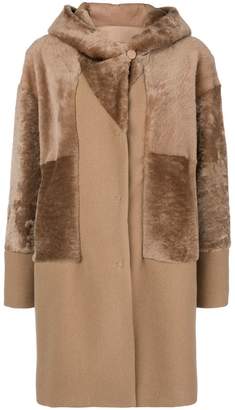 Drome hooded mid fur coat