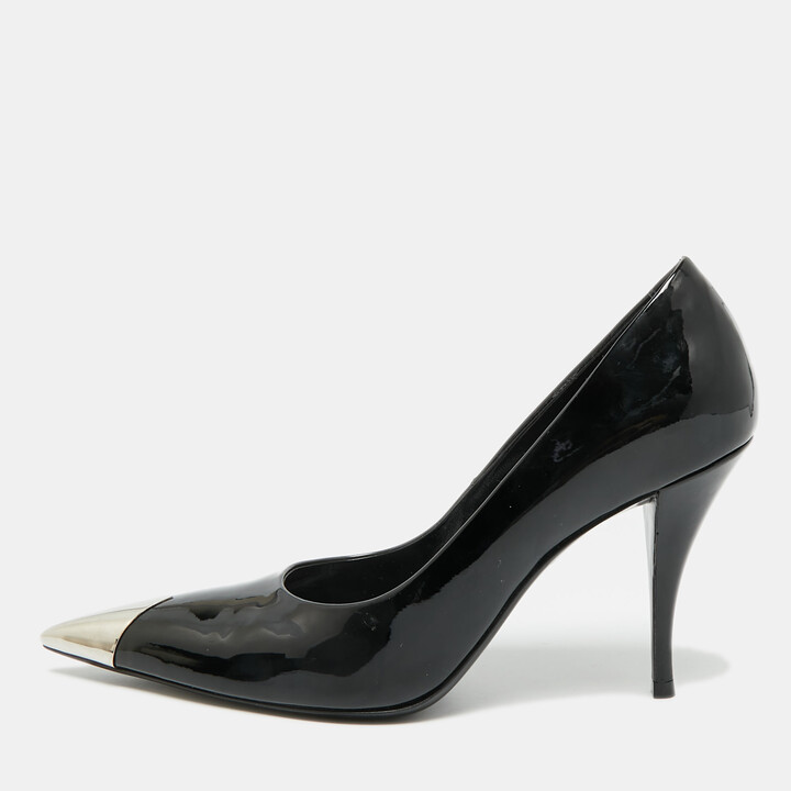 Saint Laurent Maike Size 38 Black Patent Leather Pointed Toe Pumps