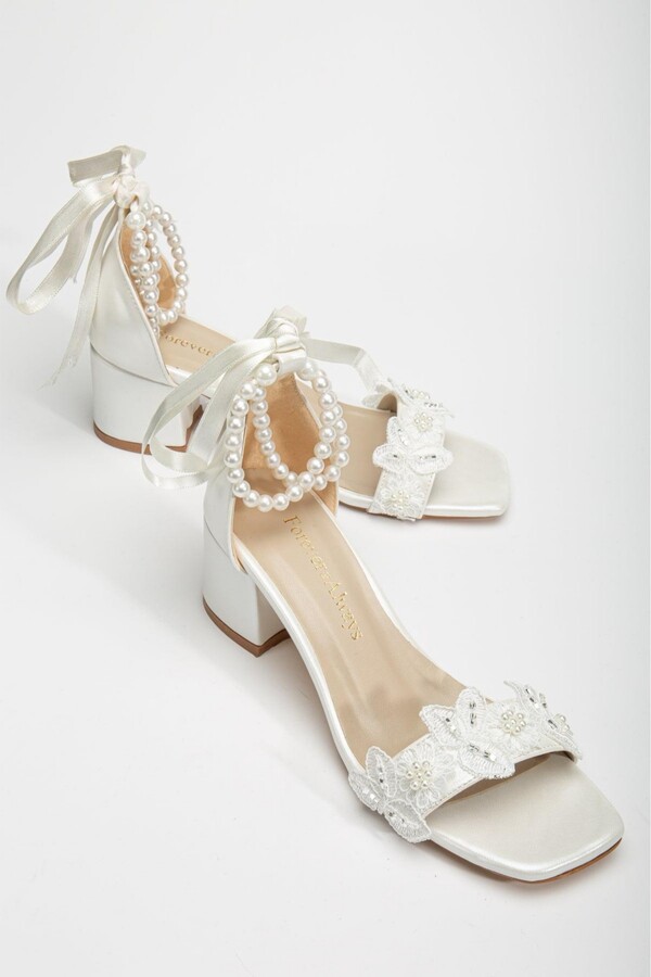 Forever & Always Shoes Amber Lace Sandals with Pearls