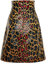 Thumbnail for your product : Christopher Kane High Waisted Leopard Print Leather Skirt