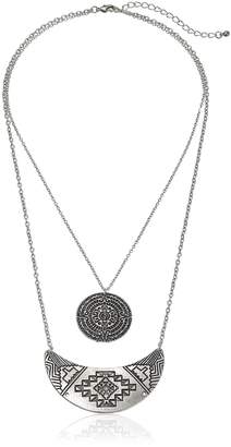 Jules Smith Designs Double-Layer Medallion and Geometric-Detailed Bib Pendant Necklace, 18" + 3" Extender