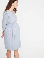 Thumbnail for your product : Old Navy Maternity Ruffle-Shoulder Tie-Belt Shirt Dress