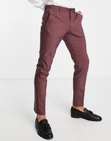 Thumbnail for your product : Jack and Jones slim fit sateen suit pants in burgundy