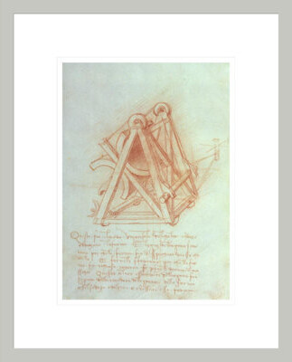 Red Barrel Studio Study of the Wooden Framework with Casting Mould for the Sforza Horse fol. 154v from the Codex Madrid II c.1491-93 (pen & brown ink on paper) by L