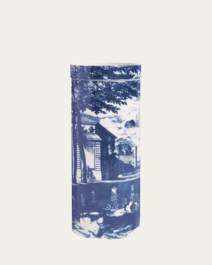 Fornasetti Scented Tower Candle Blue & White/Giardino Settecentesco