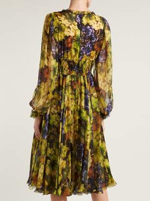Dolce & Gabbana Grape Print Silk Chiffon Midi Dress - Womens - Black Multi