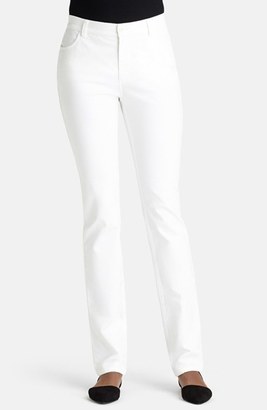 Lafayette 148 New York Snake Jacquard Curvy Fit Slim Leg Jeans (White)