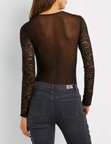 Thumbnail for your product : Charlotte Russe Floral Embroidered Lace Bodysuit