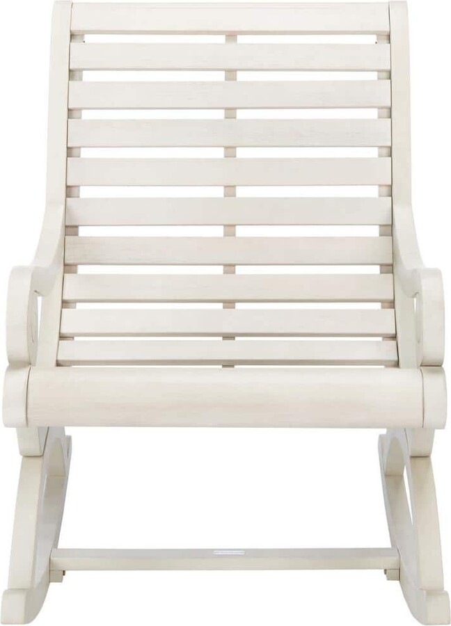 Safavieh Sonora White Eucalyptus Wood Outdoor Rocking Chair without Cushion