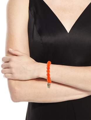Sydney Evan 10mm Beaded Orange Agate Bracelet with Sugar Skull Charm