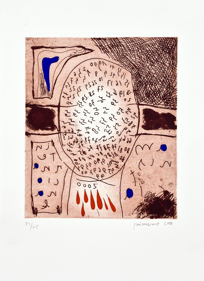 Josep Guinovart Bertrán, Josep Guinovart Spanish Artist Original Hand Signed Silkscreen 2000, 10.6x15 in, 2000
