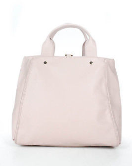 Neiman Marcus Light Pink Leather Gold Tone Lobster Clasp Tote Handbag