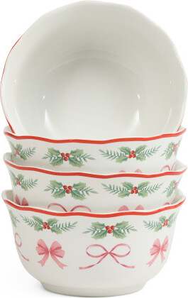 TJMAXX 4Pk Porcelain Pinkmas Cereal Bowls