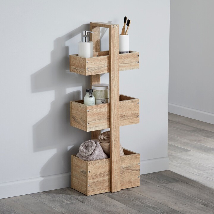 Dunelm Natural Maia Oak Effect 3 Tier Caddy Brown ShopStyle Bath