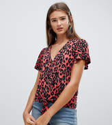 Thumbnail for your product : New Look Leopard Tie Front Tee