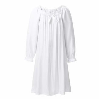 TiaoBug Kids Girls Nightgown Long Vintage Sleep Dress Princess Nighties Nightwear Cotton Pajamas