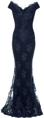 quiz navy bardot split maxi dress