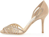 Thumbnail for your product : Jimmy Choo Kamba Crystal Suede d'Orsay Sandal, Nude