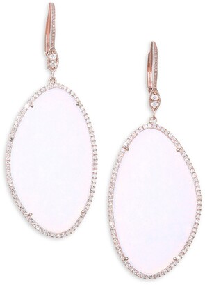 Meira T Moonstone & Diamond Rose Gold Earrings