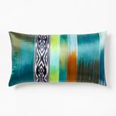 Thumbnail for your product : west elm Blurred Ikat Stripe Silk Pillow Cover - Blue Teal
