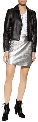 SET Leather Metallic Skirt