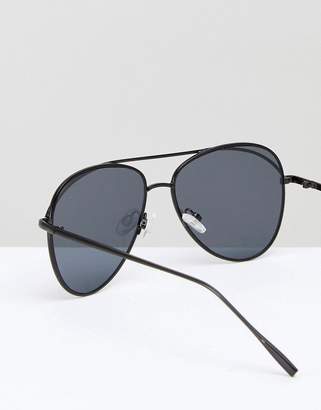 ASOS Aviator Sunglasses In Black With Black Brow Bar Detail