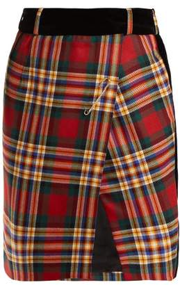 Alexandre Vauthier Tartan Wool Wrap Mini Skirt - Womens - Red Multi
