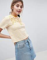 Thumbnail for your product : Miss Selfridge Striped Broderie T Shirt