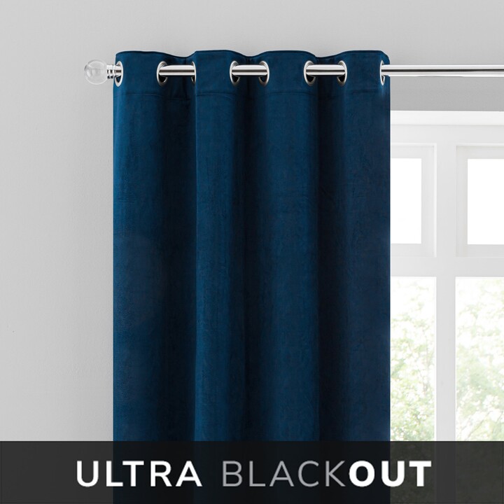 Dunelm Isla Midnight Blue Thermal Ultra Blackout Eyelet Curtains Blue
