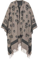 Alexander McQueen - Reversible Intarsia Wool And Cashmere-blend Cape - Gray