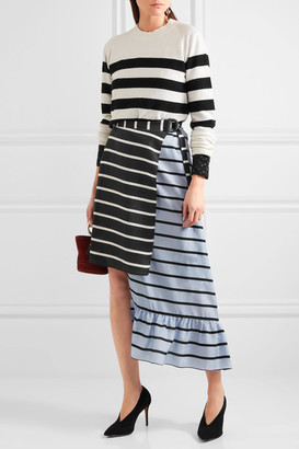 Preen by Thornton Bregazzi Don Striped Washed-silk Midi Skirt - Black