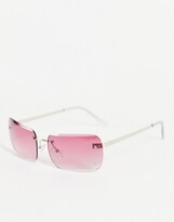 Thumbnail for your product : ASOS DESIGN rimless butterfly embellished pink lens sunglasses in pink