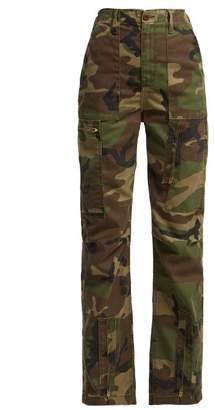 Re/done Originals - High Waisted Camouflage Print Jeans - Womens - Green Multi