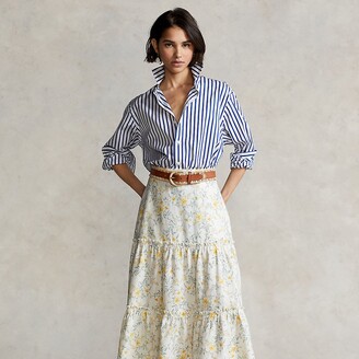 Ralph Lauren Floral Two-Tiered Linen Midi Skirt - ShopStyle