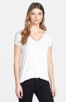 Thumbnail for your product : Chaus Studded High/Low V-Neck Tee