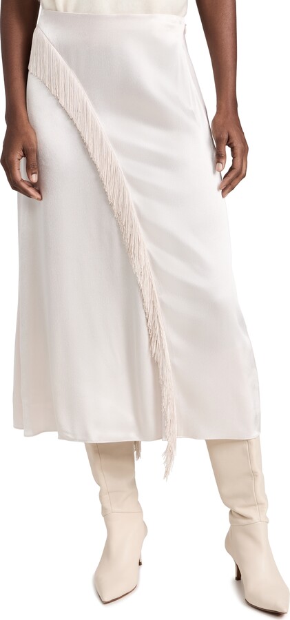 Vince Fringe Draped Asymmetric Skirt