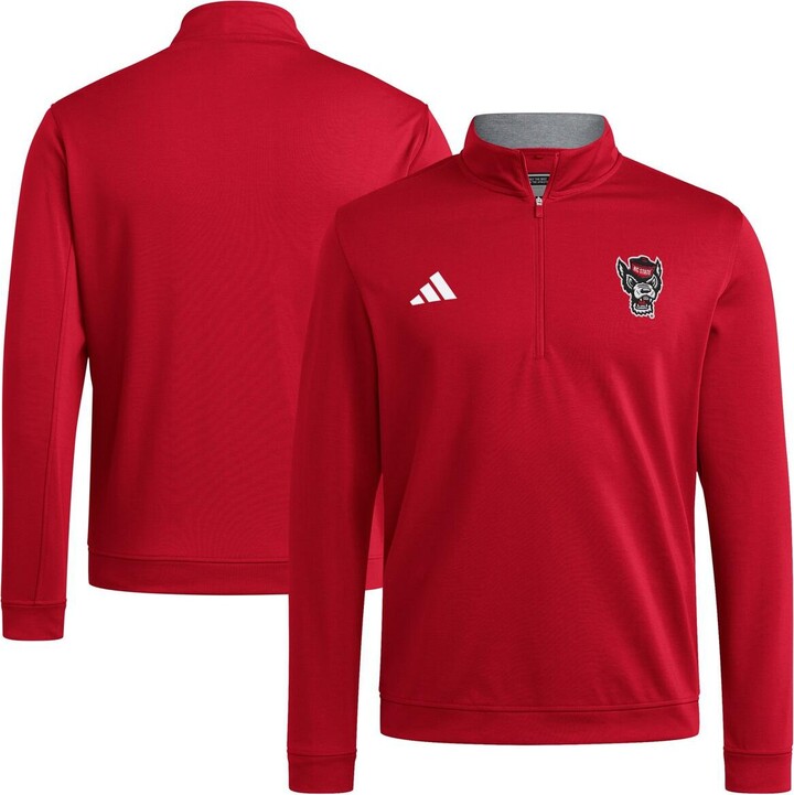 adidas Men's Red Nc State Wolfpack Elevated Tri-Blend Quarter-Zip Pullover Sweatshirt