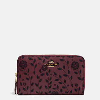 Coach Medium Zip Around Wallet In Willow Floral Coated Canvas