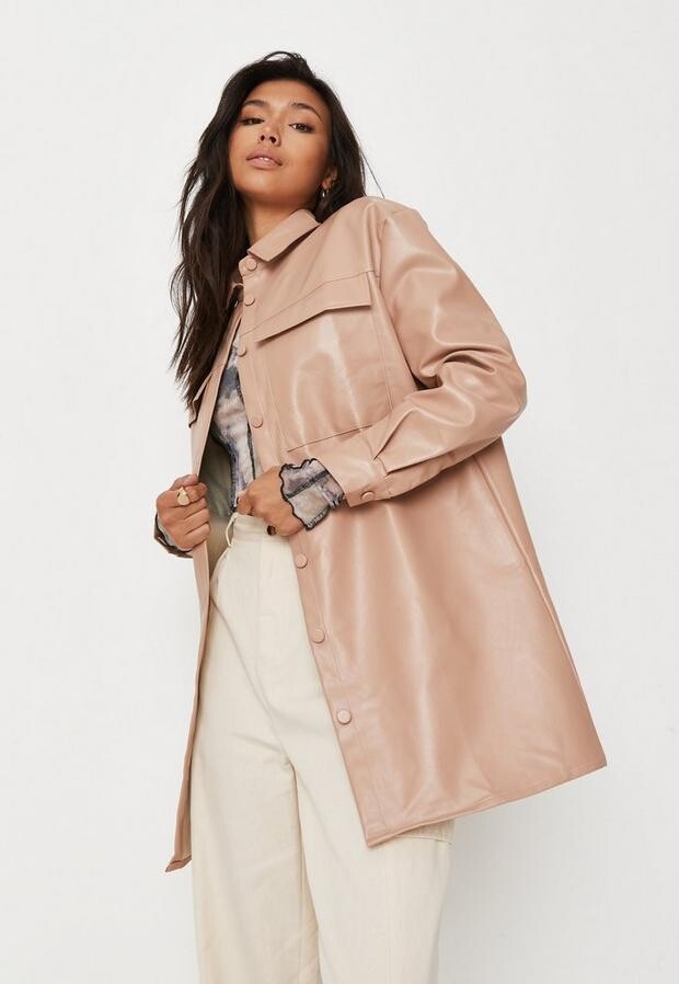 camel colored faux leather jacket